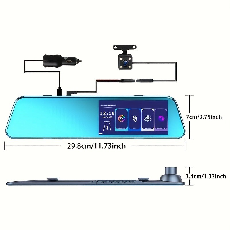 Dash Cam 1080p Car Dual Lens Front/Rear/Inside Video Recorder Camera G-sensor US