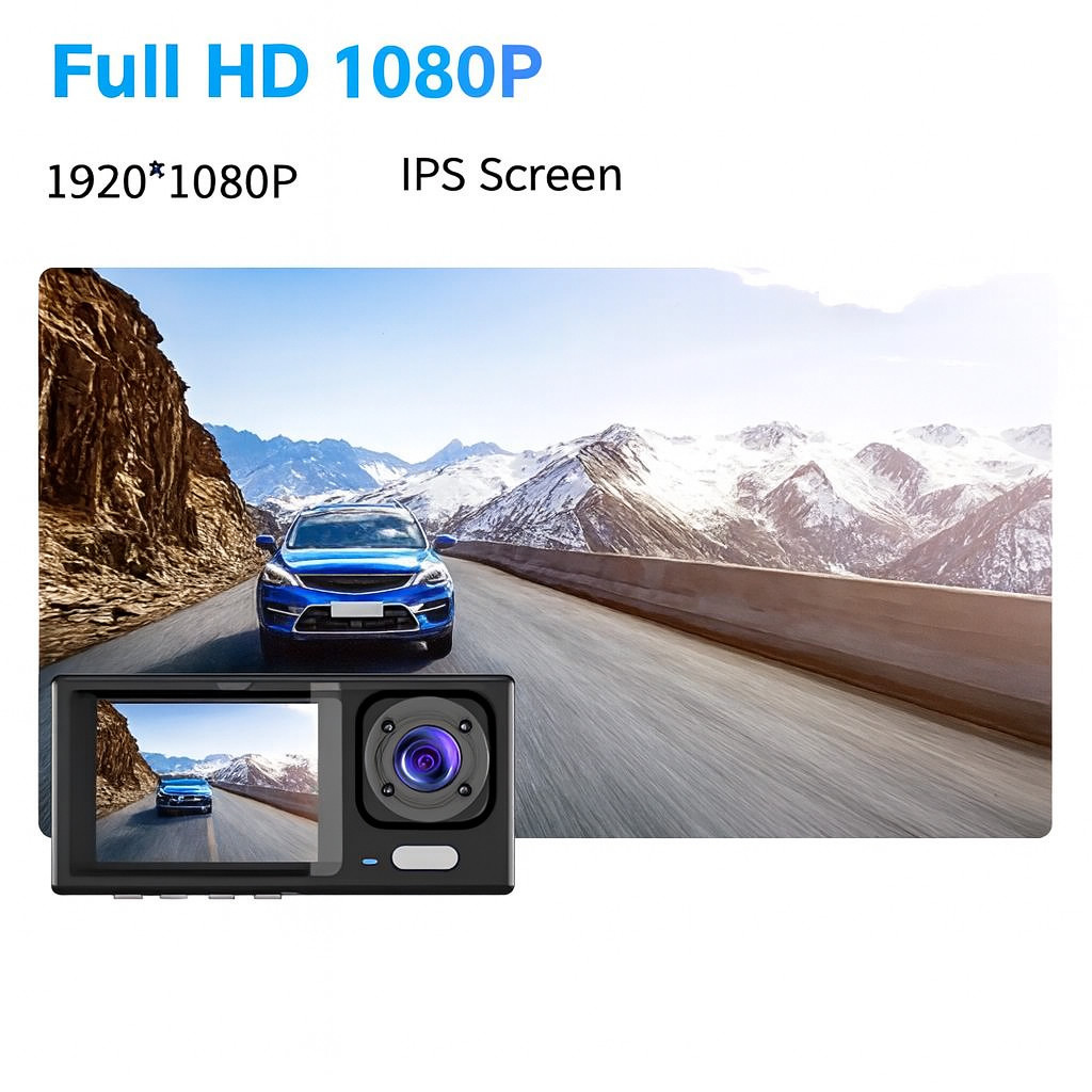 Dash Cam HD 1080P Car Dual Lens Front/Rear/Inside Video Recorder Camera G-sensor