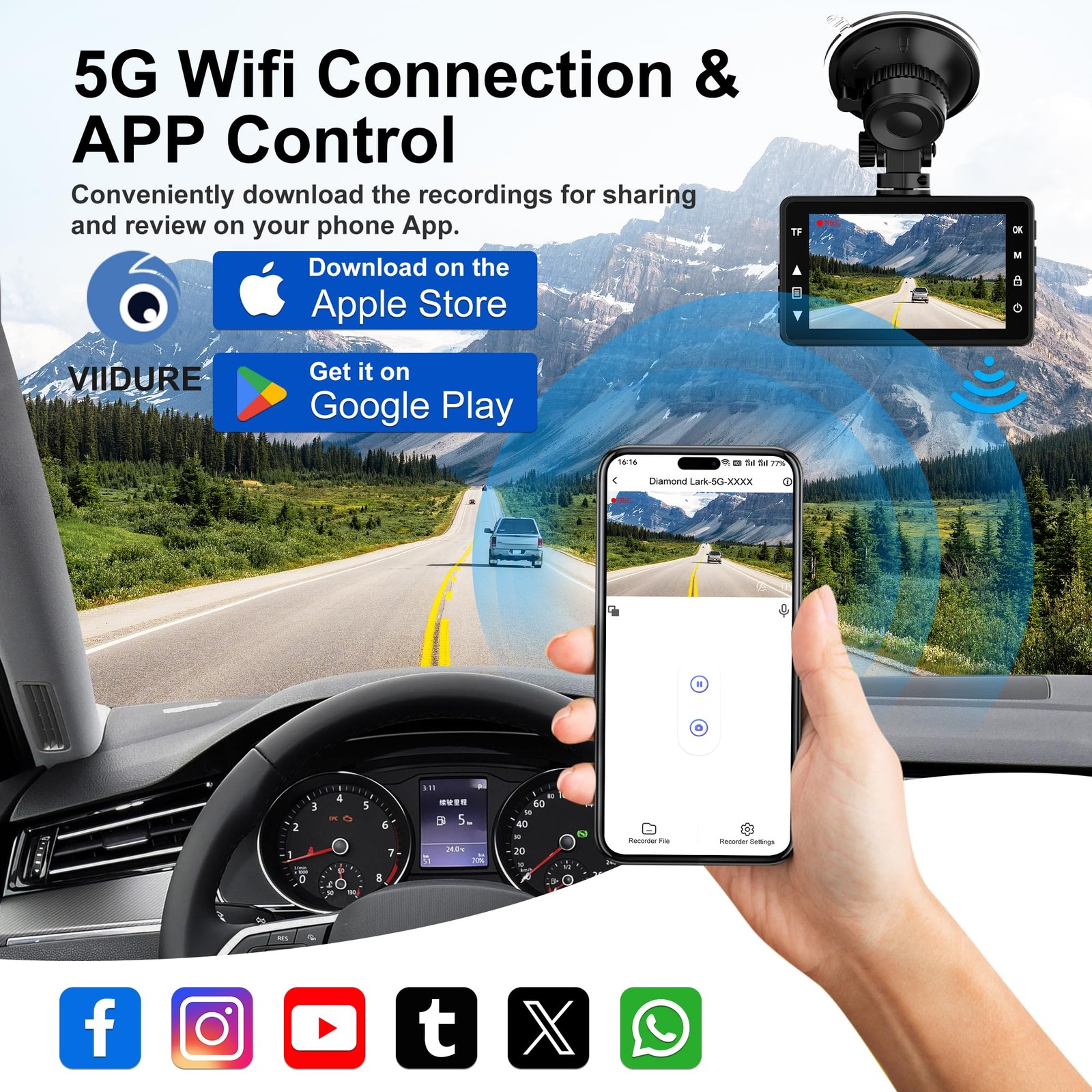 Dash Cam Front and Rear, 4K Ultra HD Dash Camera for Cars, 64GB Card Included…