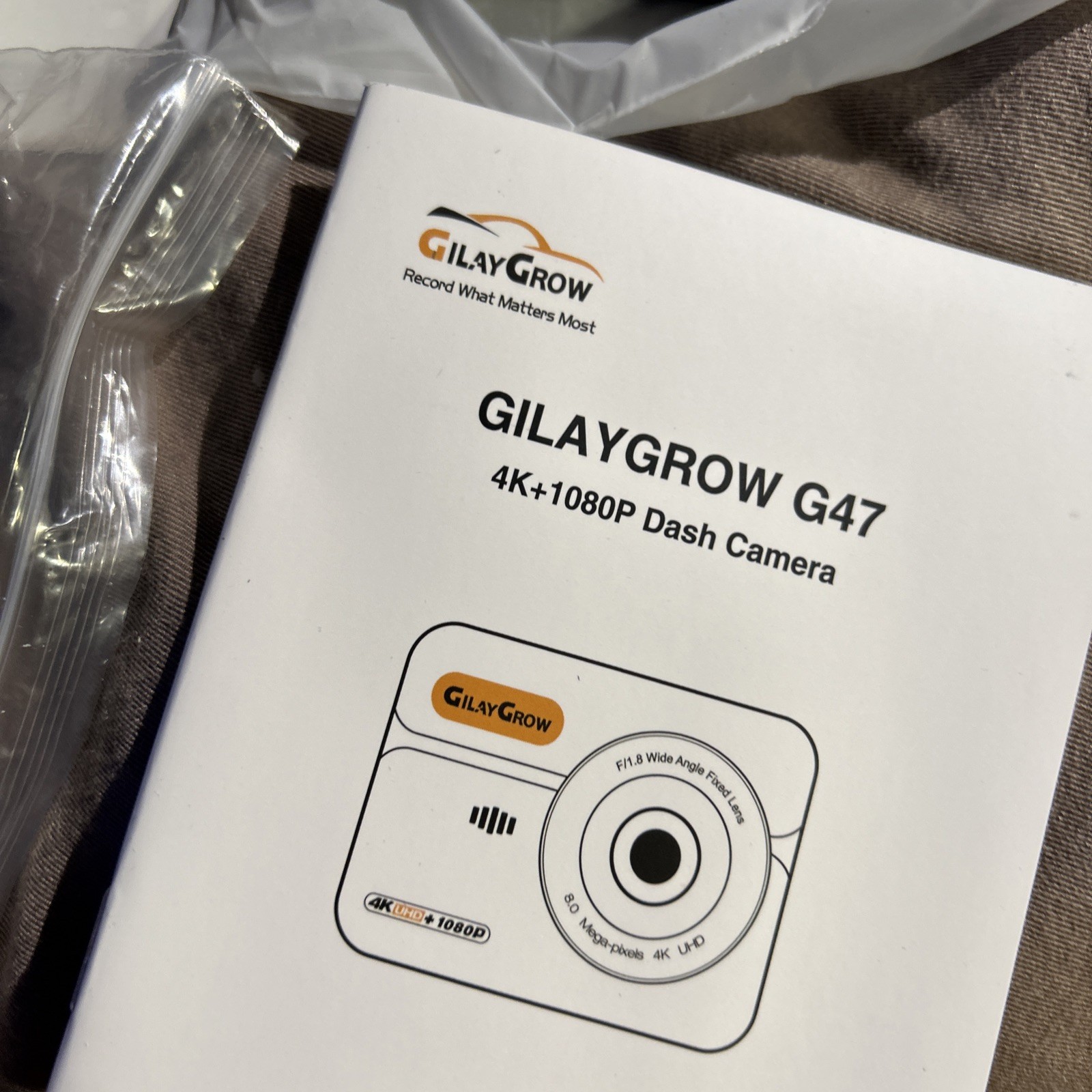 Gilay Grow 4K UHD + 1080P G47 Dual Dash Cam NEW Never Used