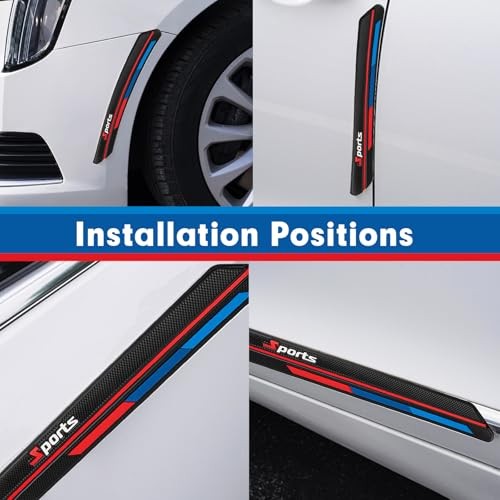 Car Side Body Anti-Collision Strips, Sport Style Front Rear Bumper 2 PCS Black