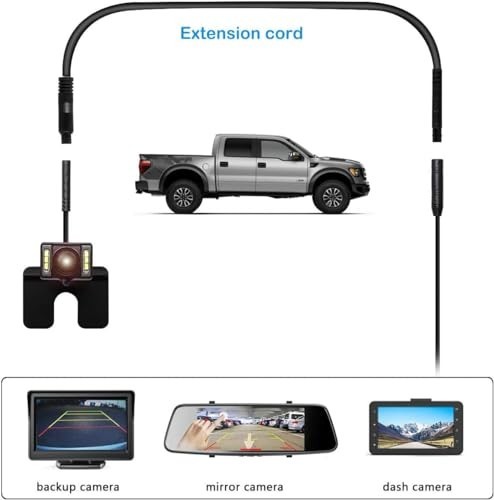 33ft Dash Cam Extension Cable 4Pin – Backup & Rear View Mirror Camera Wire
