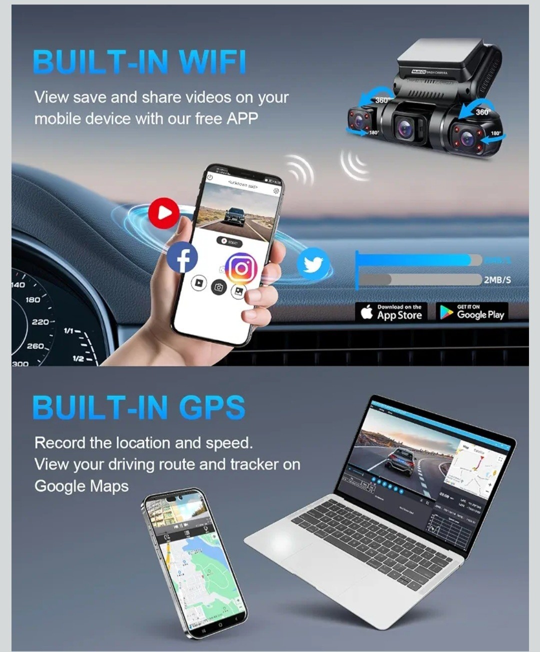 Pruveeo 360° 4 Channel Dash Cam Front and Rear Inside Left Right, Dash Camera