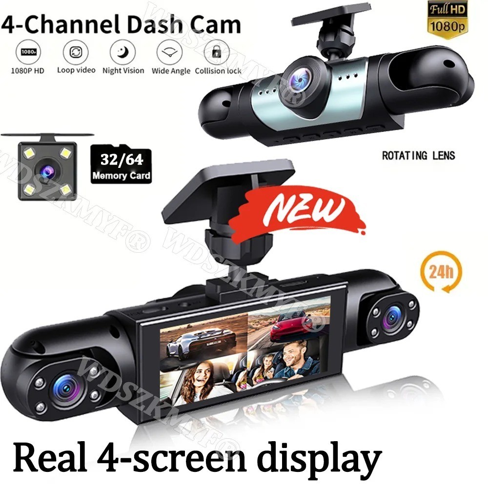 Car Dash Camera 4 Lens 1080P DVR 360° Recording 4 Channel USA Stock