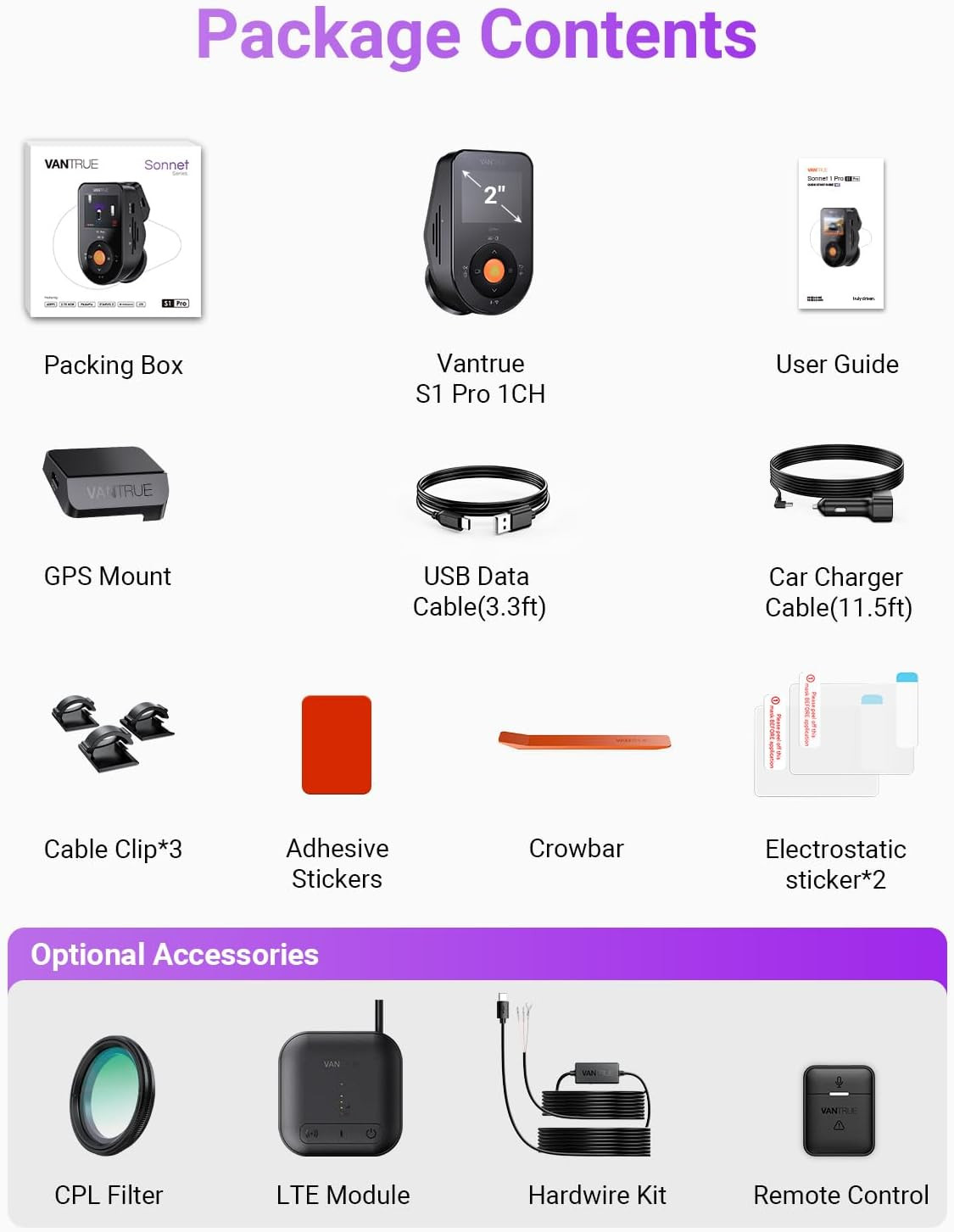 2.7K Front Mini Dash Cam 158° Wide Angle Night Vision with 1TB Card for Cars