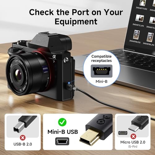 Mini USB to USB C Cable – 3.3ft, 480Mbps Data, 15W Charging, 3.3 Feet Black