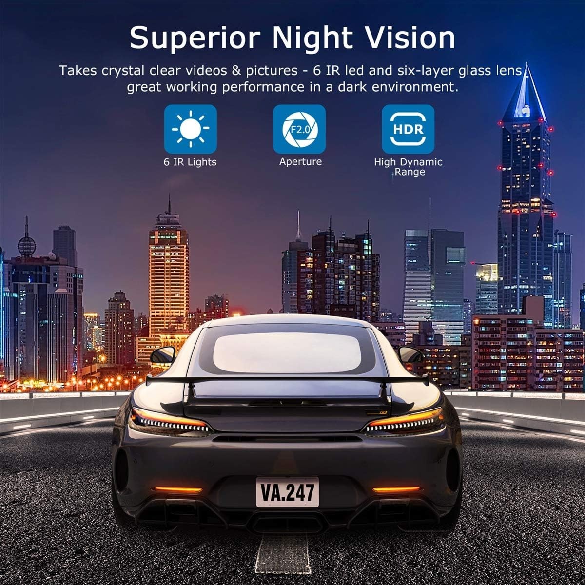 1080P Dual Dash Cam with 170° Wide Angle & Night Vision – Front & Rear Cameras