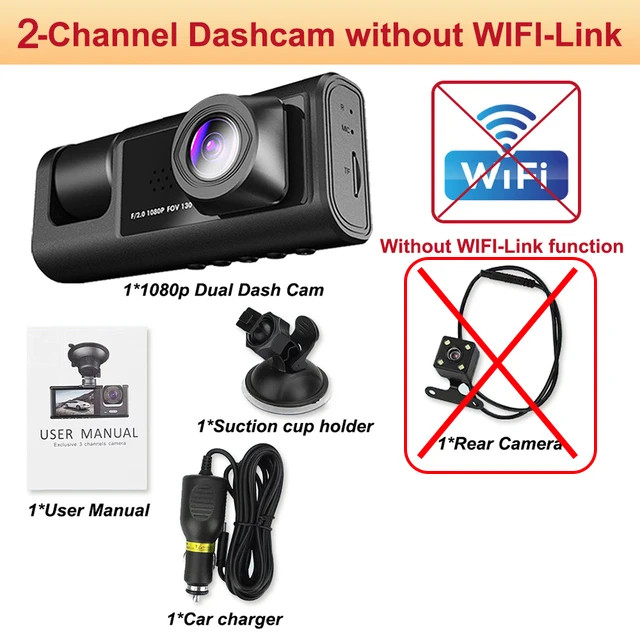 Dash Cam for Cars WIFI APP Car DVR 2/3lens Front Camera Video Recorder Rear View
