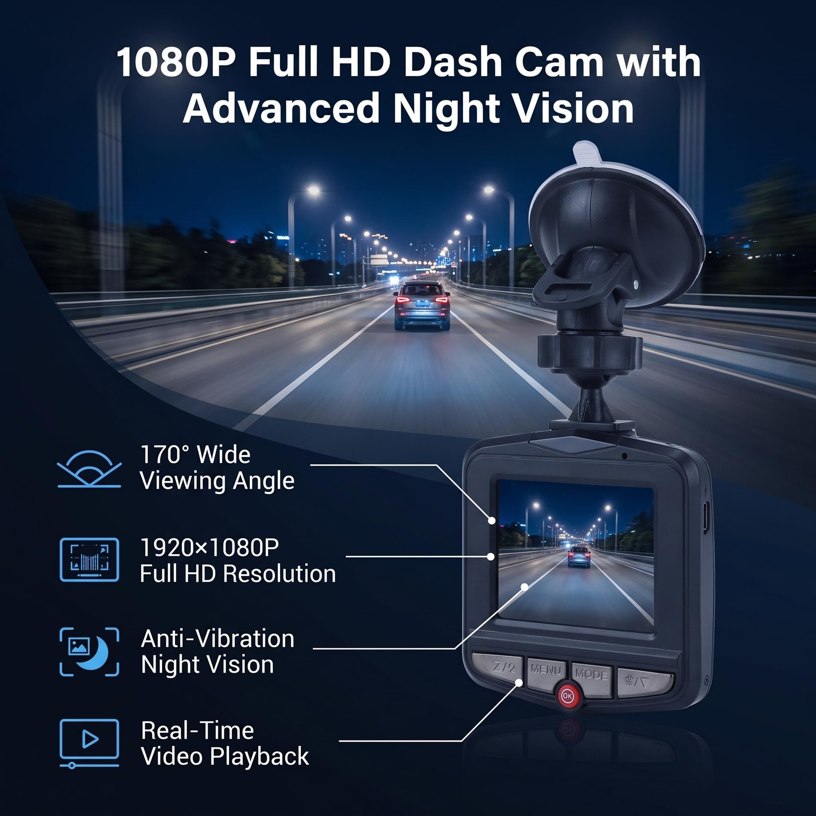 1080P Dash Cam Car DVR Dashboard Camera 170° Wide Angle Advanced Image Sensor…