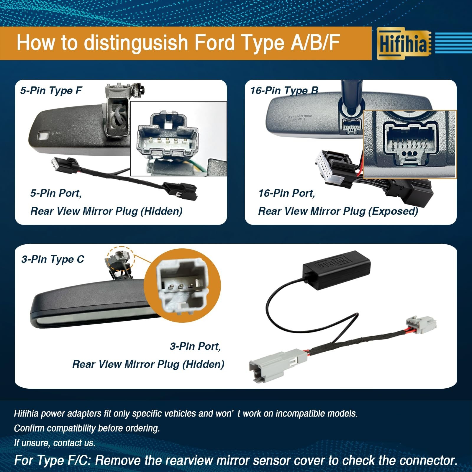 Universal Dash Cam Power Adapter for Ford F150 F250 F350 Taurus Expedition