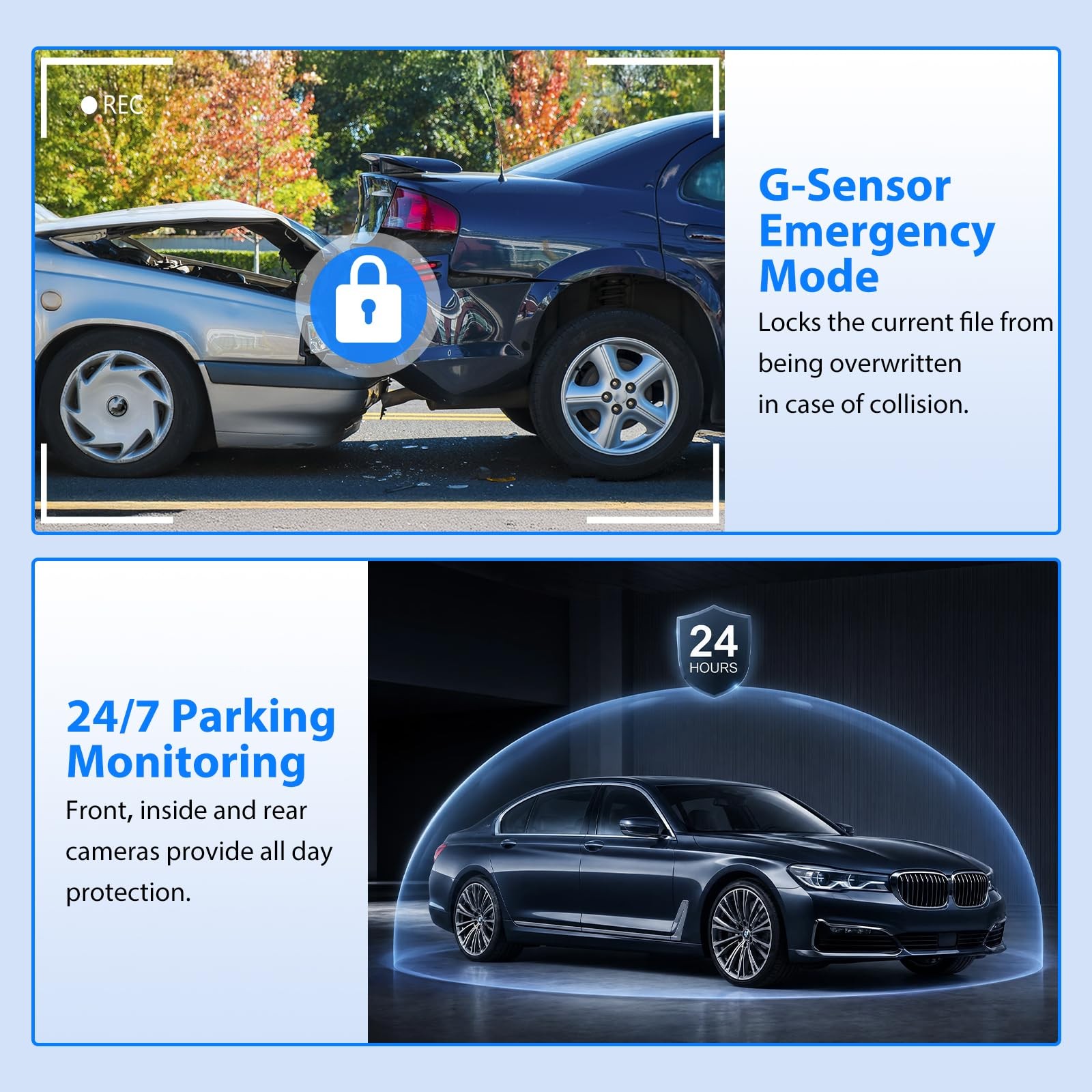 Dash Cam Front and Rear, 1296P Dash Camera for Cars, 3 Channel Car Camera Fro…