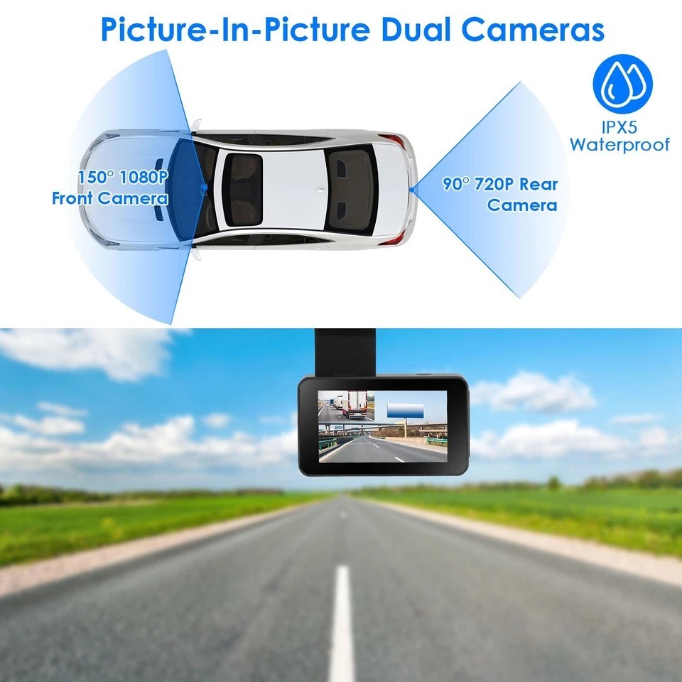 1080P Dual Lens Dash Cam Vehicle Driving Recorder Car DVR with WiFi GPS G-Sensor