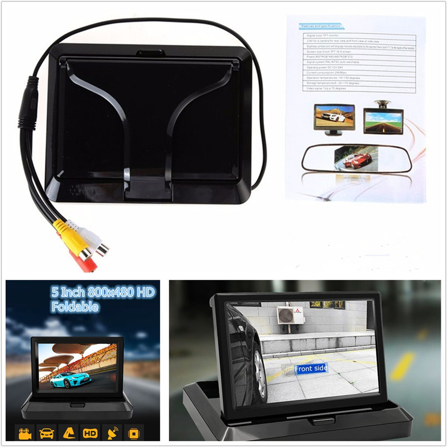 Foldable 5″ HD 800*480 Car SUV Digtal TFT LCD Reverse Backup Rear View Monitor