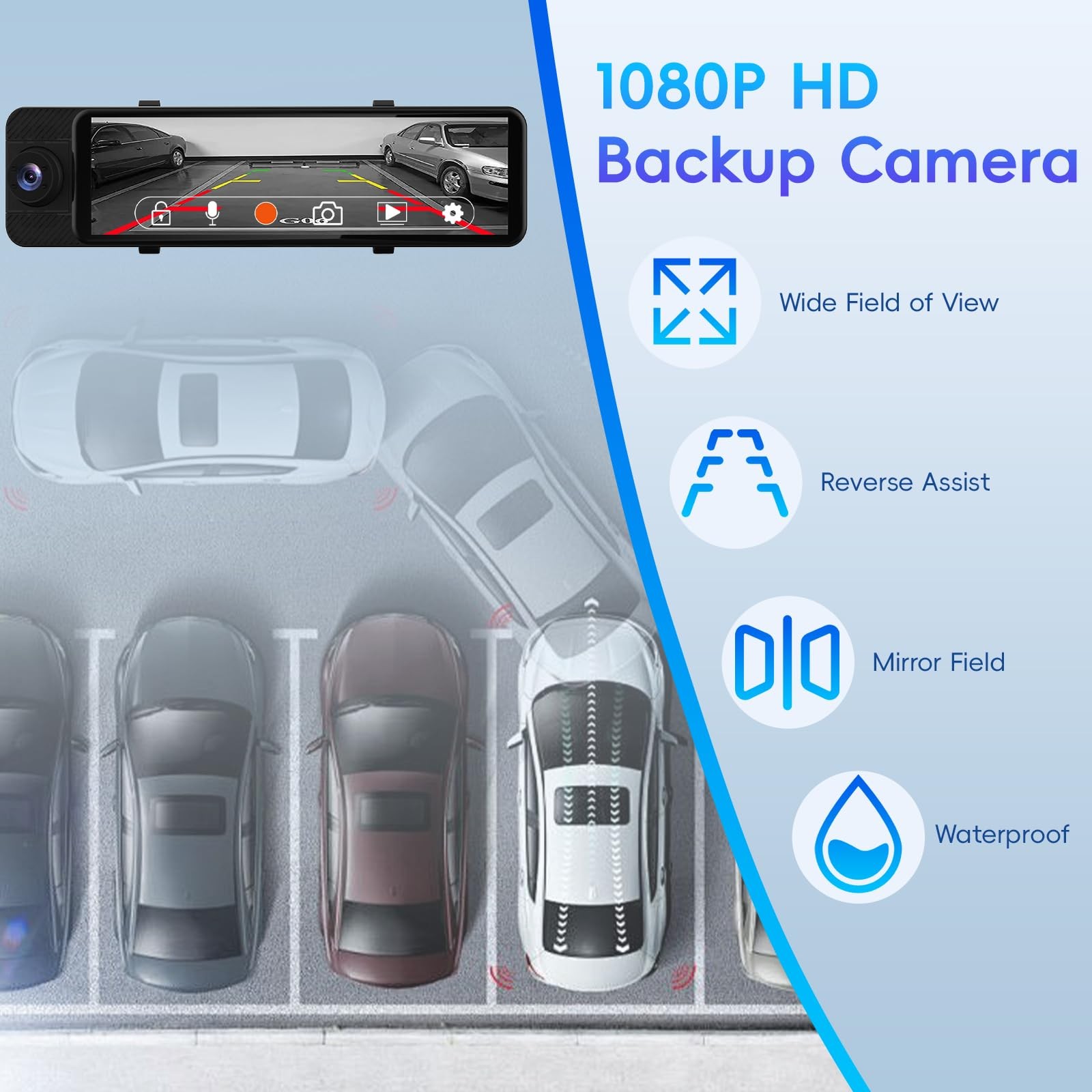 Rear View Mirror Camera, 3 Channel Mirror Dash Cam Front Rear and Inside, 11″