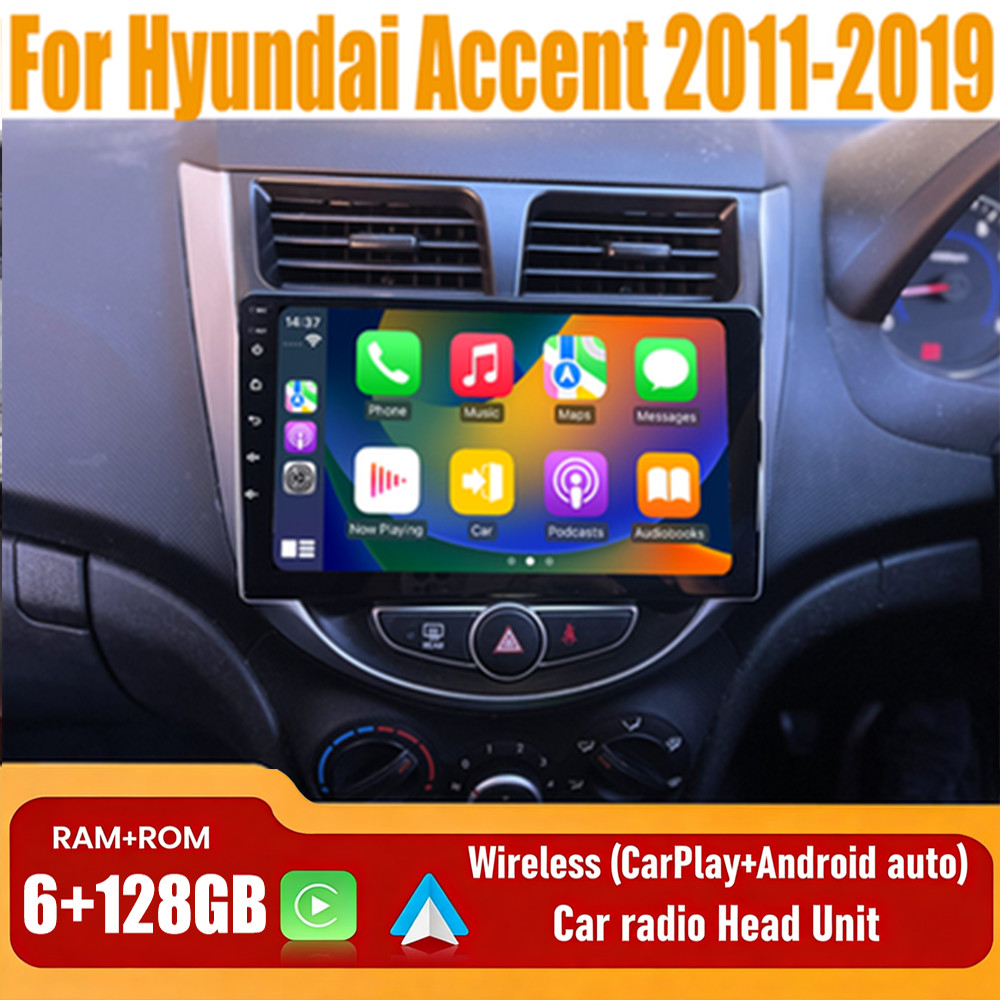 9” Wireless Carplay Android Auto Car Stereo Nav BT For Hyundai Accent 2011-2019