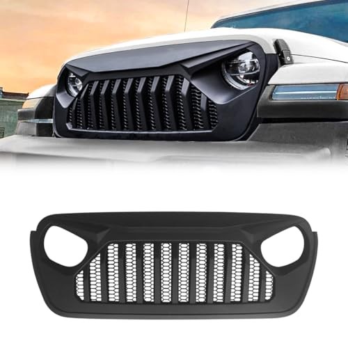 Front Vader Grille Compatible with 2018-2025 Jeep Wrangler JL & Matte Black