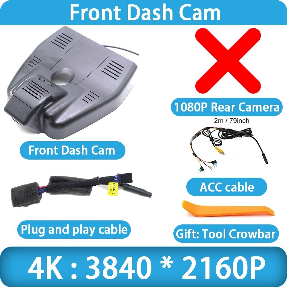 4K 2160P Wifi DVR Dash Cam Camera for Cadillac XT4 Facelift 2023 2024 2025 2026