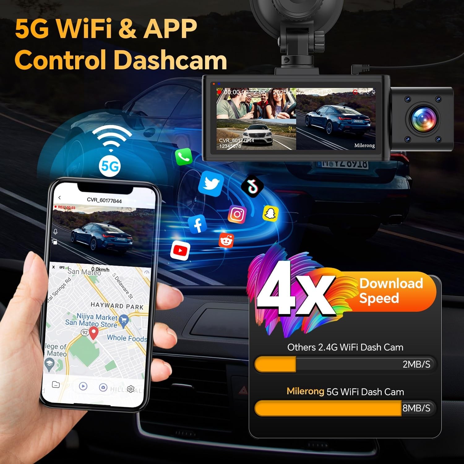 Cámara de tablero dual 1080P frontal e interior, tarjeta de 64 GB incluida NUEVO