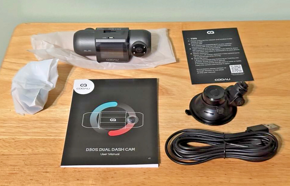 D30S 4K Dash Cam with GPS Wi-Fi, Front + Inside Dual 2.5K+1080P – READ