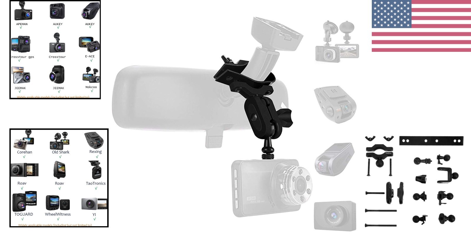 Dash Cam Mirror Mount , with 16 Different Joints, Compatible with APEMAN, UGS…