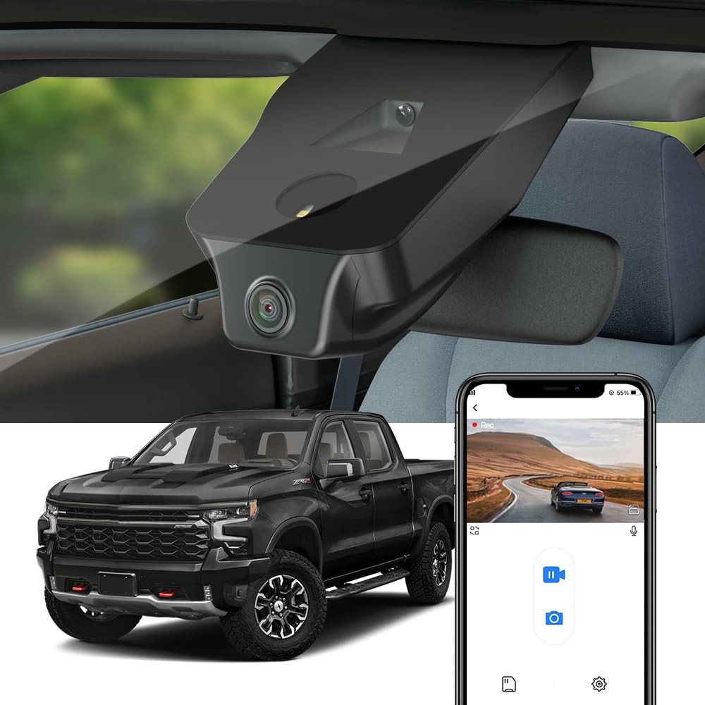 Fitcamx 4K Dash Cam for Chevy Silverado 22-25 HD2-6272 Front 4K WiFi 64GB
