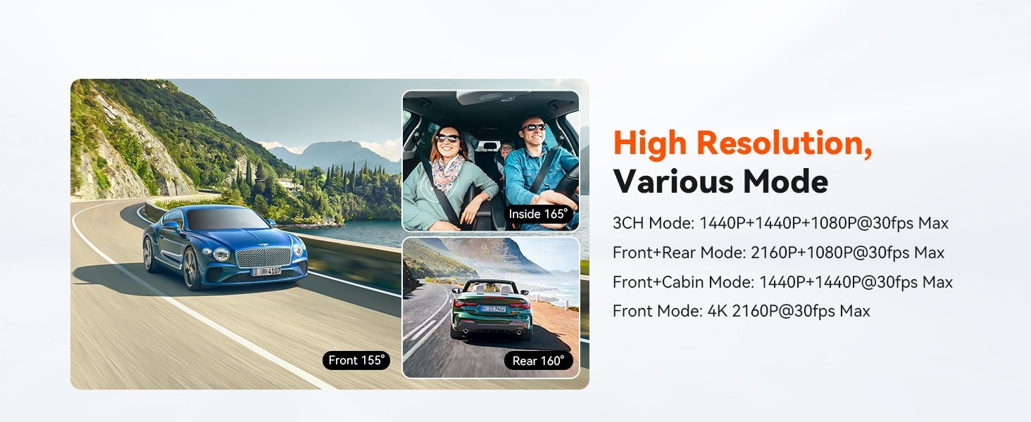 Vantrue N4 3Channel Dash Cam 4K IR Night Vision G-Sensor Loop Recording Car DVR