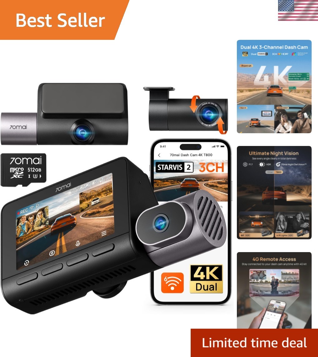 Ultra-Clear 4K Dash Cam with HDR Night Vision & 4G LTE – Perfect for Rideshare