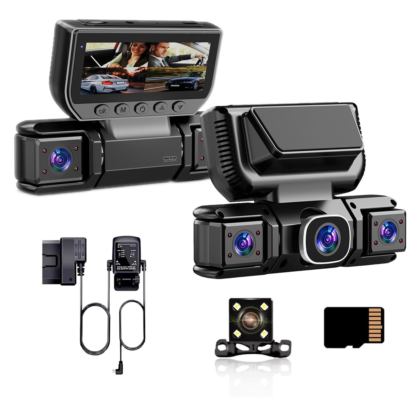 4 Channel Dash Cam Front & Rear for Cars with Radar,2K FHD & WDR Night