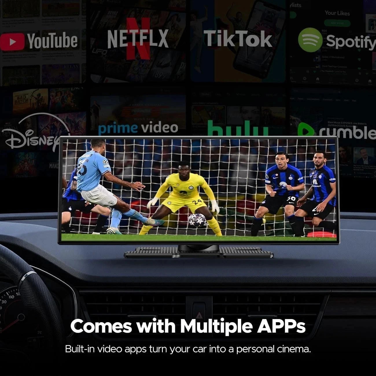 10.25″ Wireless Car Stereo Radio with Netflix YouTube,Portable Carplay AI Box