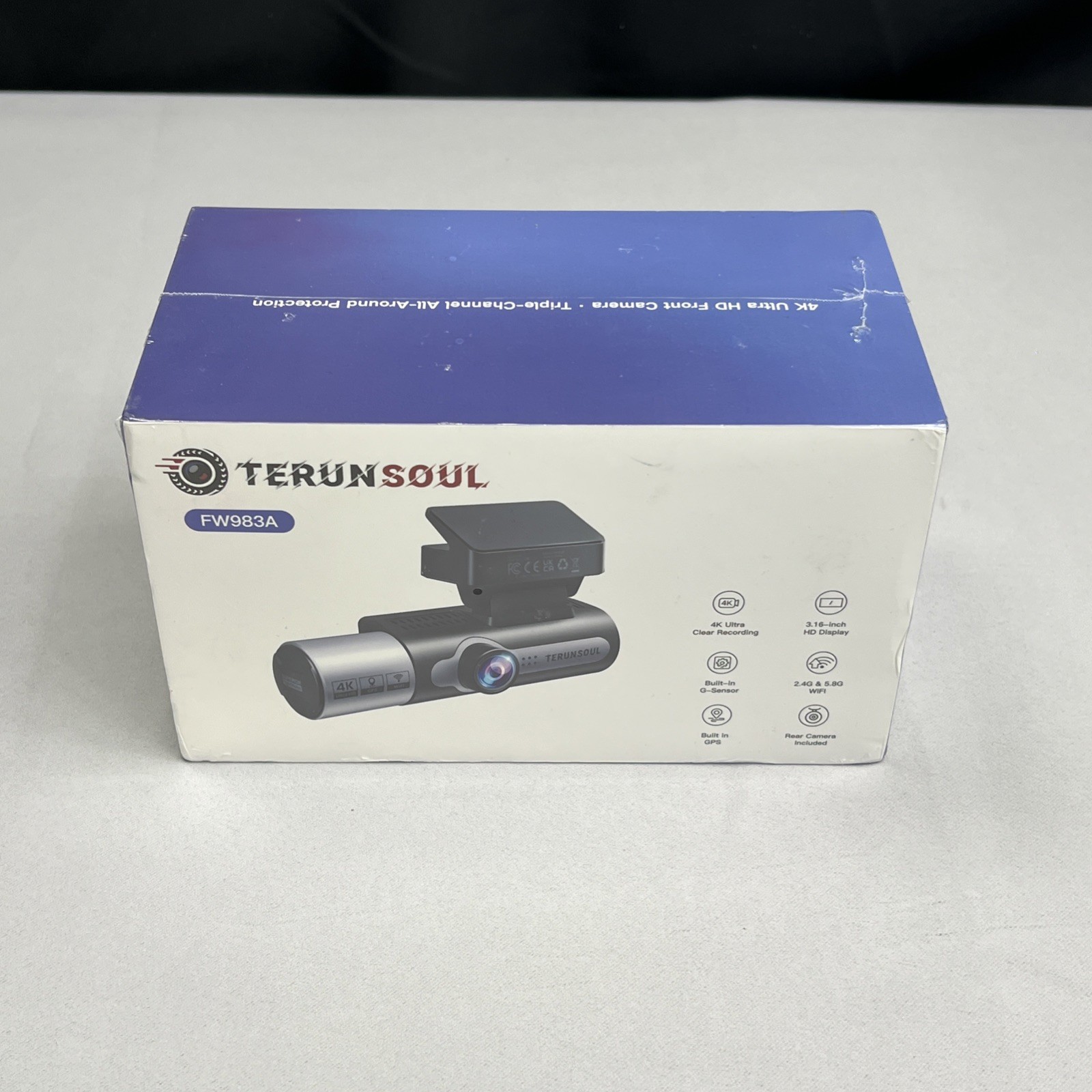 Terunsoul 4K+4K+1080P 3 Channel Dash Cam Front and Rear with Cabin Built-in GPS