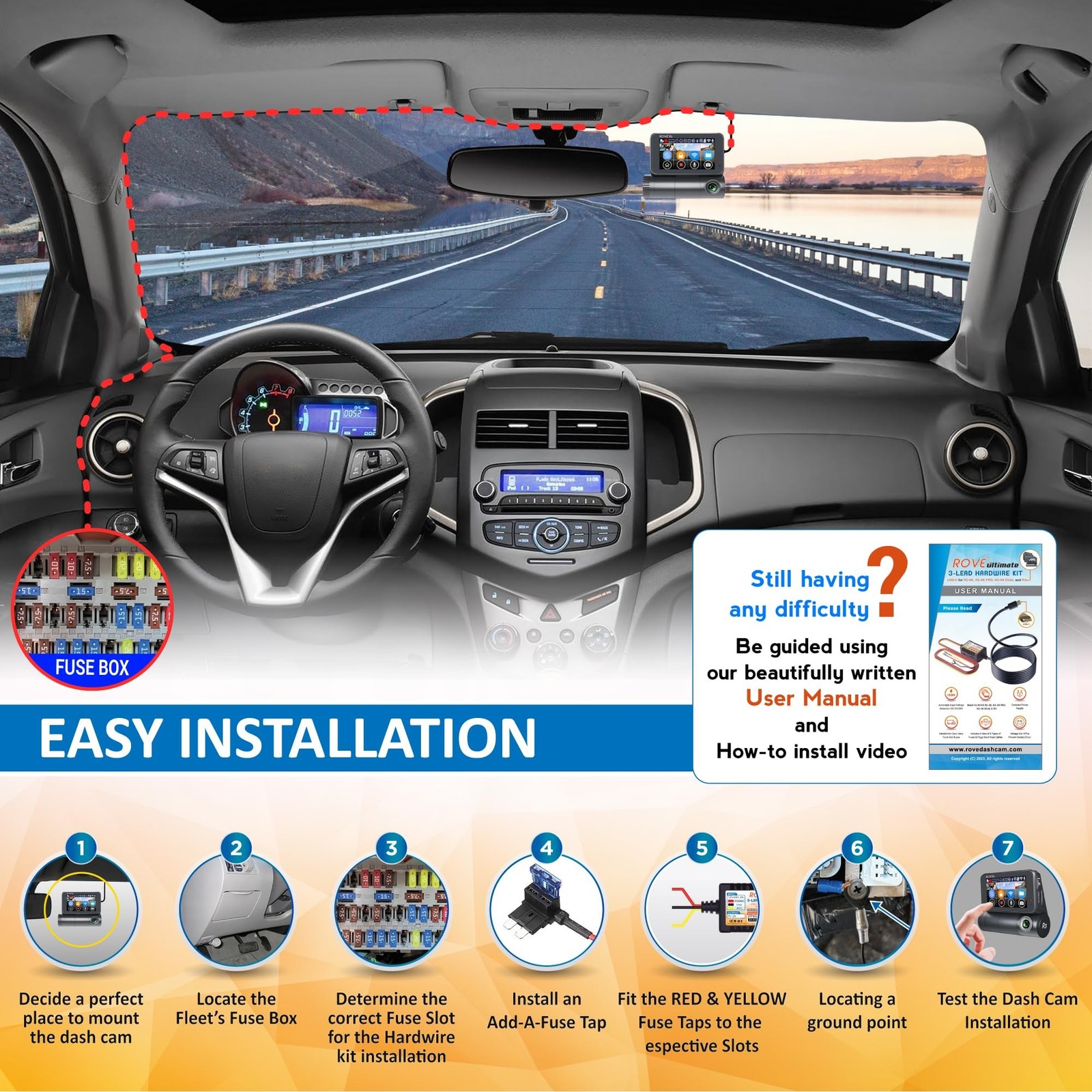 Dash Cam Hardwire Kit | USB Type C Port | for ROVE R2, R2-PRO and R3 Dash Cam…