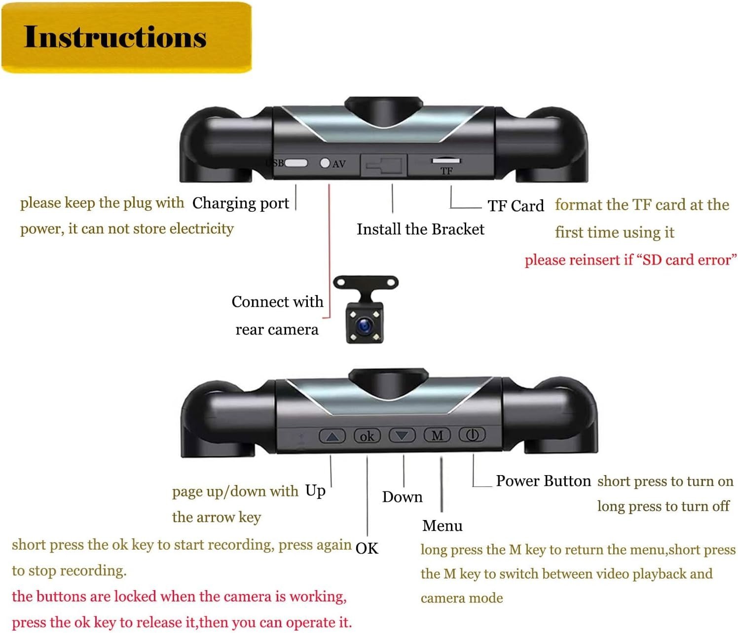 4 Channel 360° Dash Cam 1080P Front Rear Inside Night Vision G-Sensor 64GB