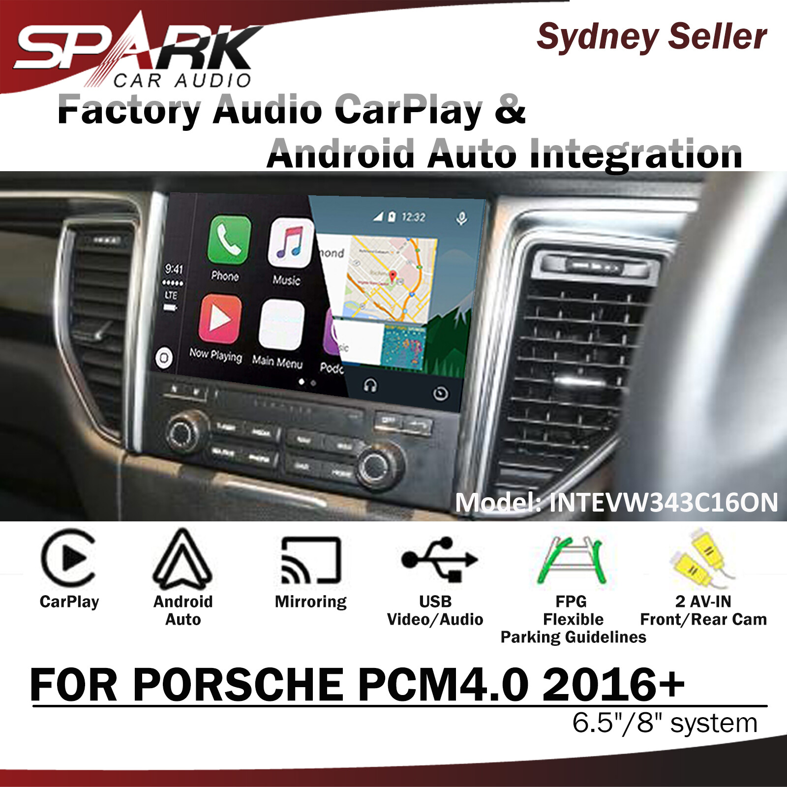 CP WIRELESS CARPLAY ANDROID AUTO MIRROR UPGRADE FOR PORSCHE PCM4.0 6.5/8″ 2016+