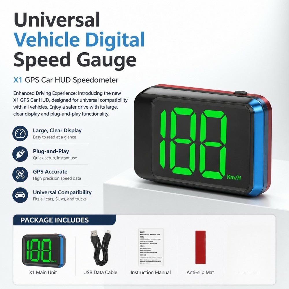Plug & Play GPS Speedometer for Cars, SUVs, Trucks – Digital HUD Display GPS Car