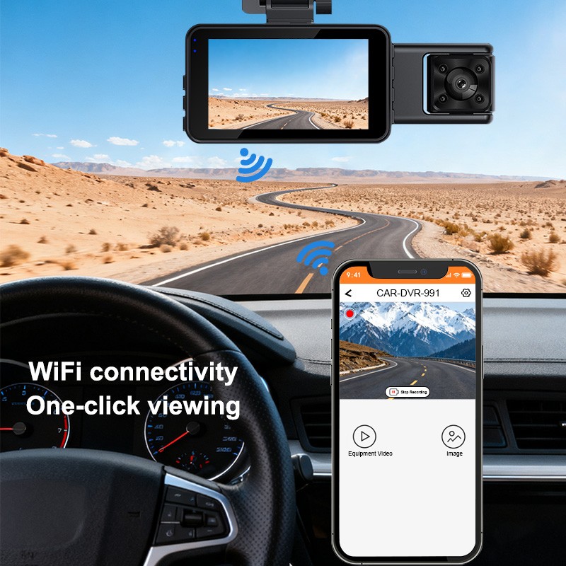 4K Dual Lens Car DVR Camera Dash Cam Front+Rear+Inside Video Recorder G-Sensor