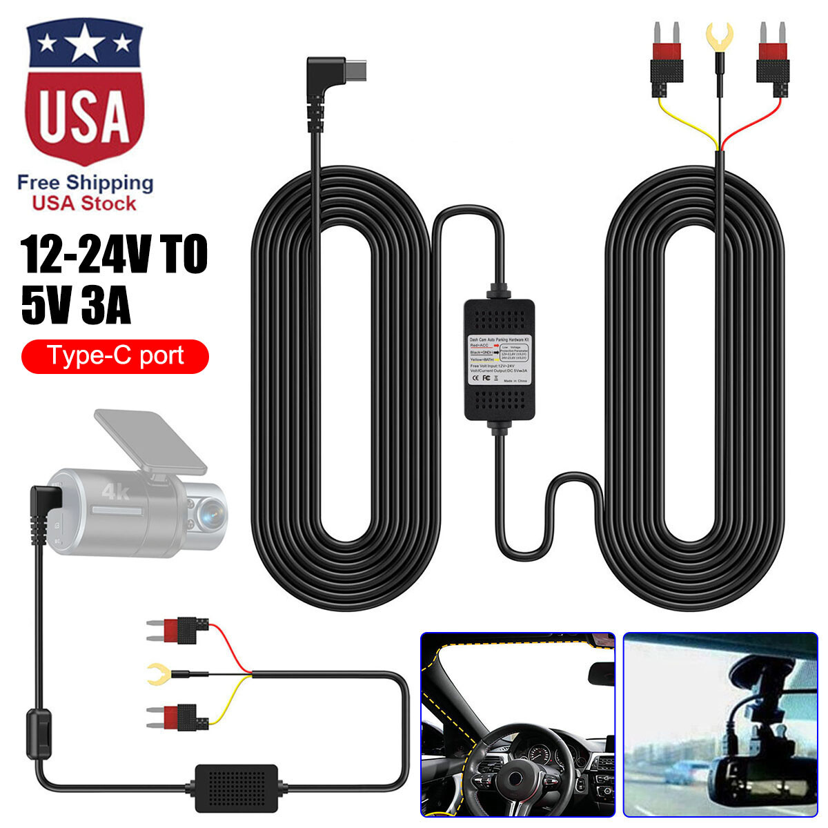 Car Hard Wire Kit DVR Box For Recorder Dash Cam Camera GPS Nextbase Mini USB NEW