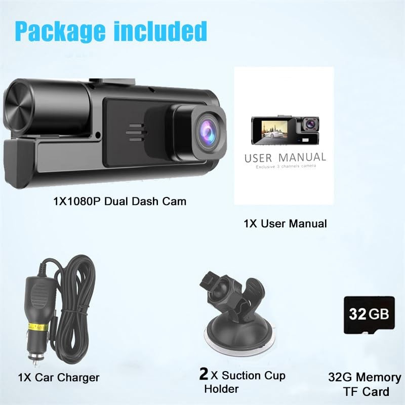 1080P Dual Dash Camera for Car Front and Inside Dashcam Car Security Video Re…