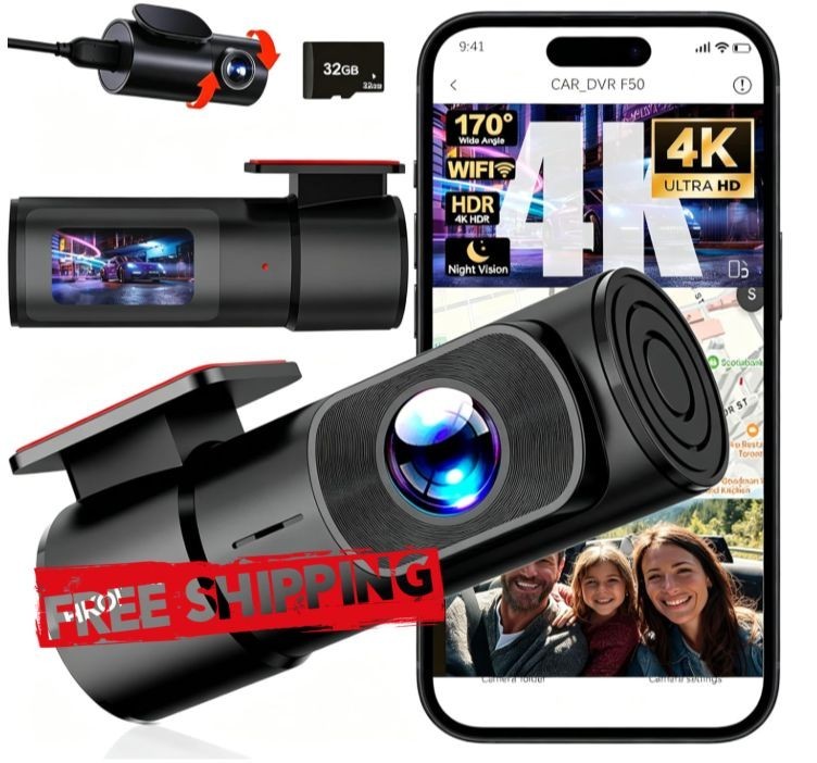 Dashcam Delantera y Trasera 4K+2.5K con WDR y Monitor Parking. Nuevo