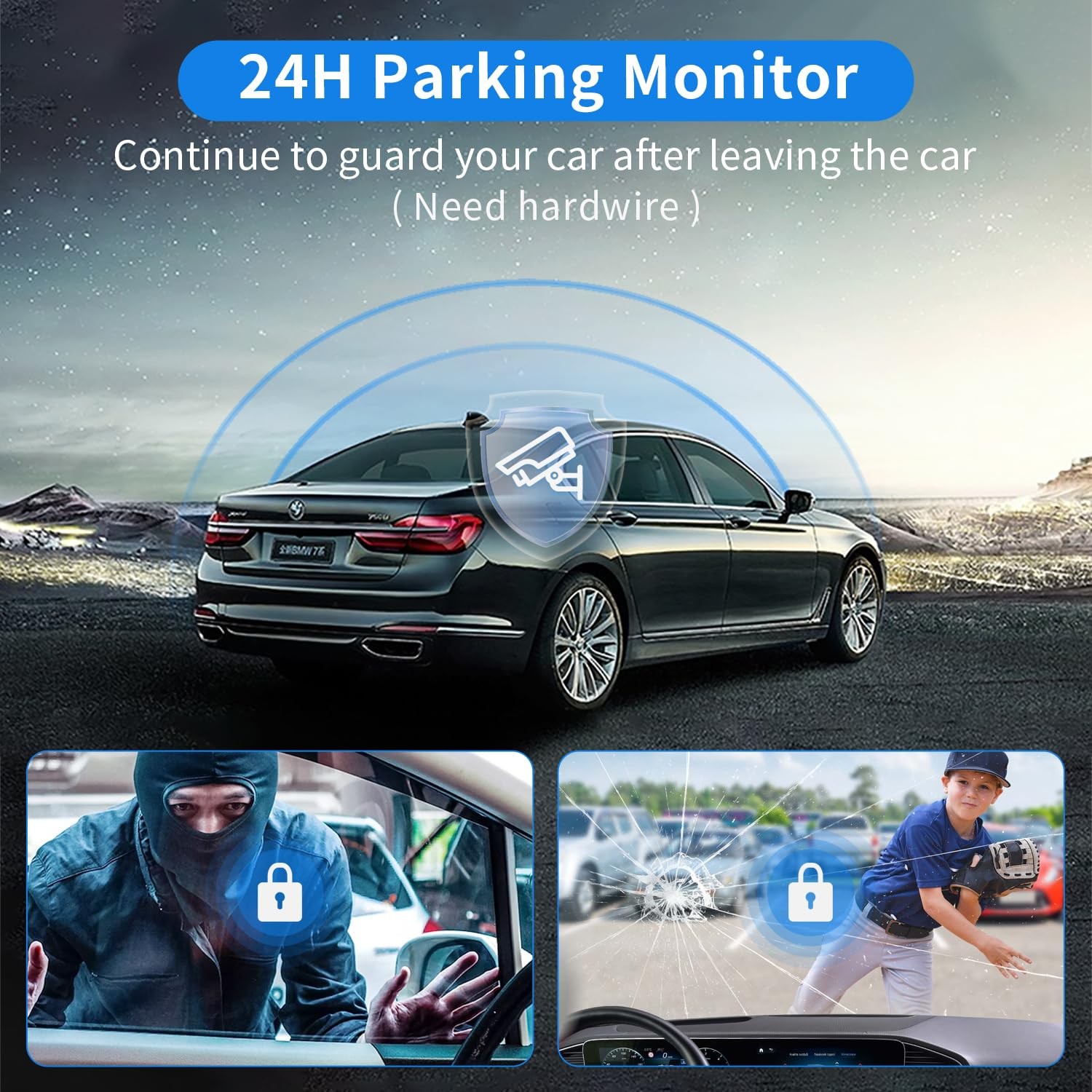 360° View 4 Channel Dash Cam Front and Rear, Dash Camera for Car with 3.16″ I…