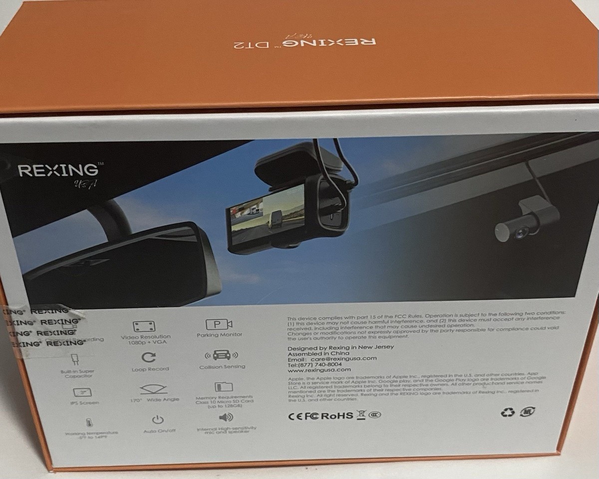 Rexing V1 Lite 2K Wi-Fi Dash Cam with USB-C Connection and 32GB microSD Card