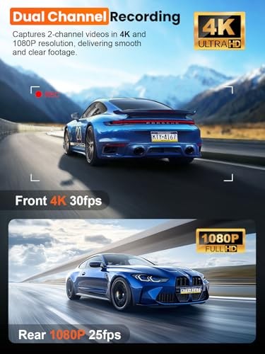 Affver 4K UHD Dash Camera 5G WIFI GPS Night Vision A4 – BLACK
