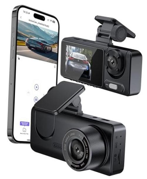 Dash Cam for Car, Front Dual Channel Dash Cam WiFi, Dash Camera for Cars 2.0″