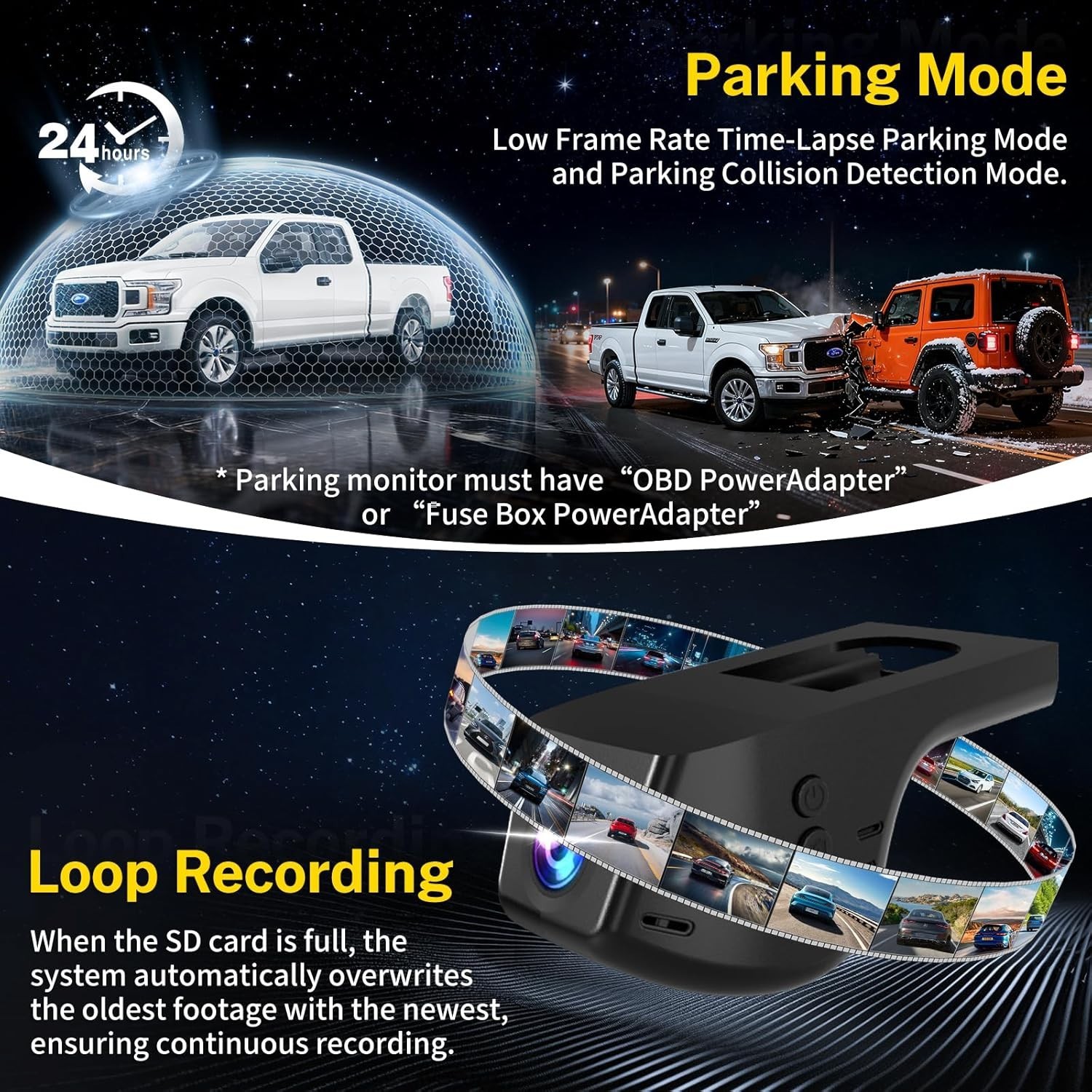 4K Dash Cam for Ford F150 F250 F350 F450 Super Duty 2018-2026 OEM Style HDR WiFi