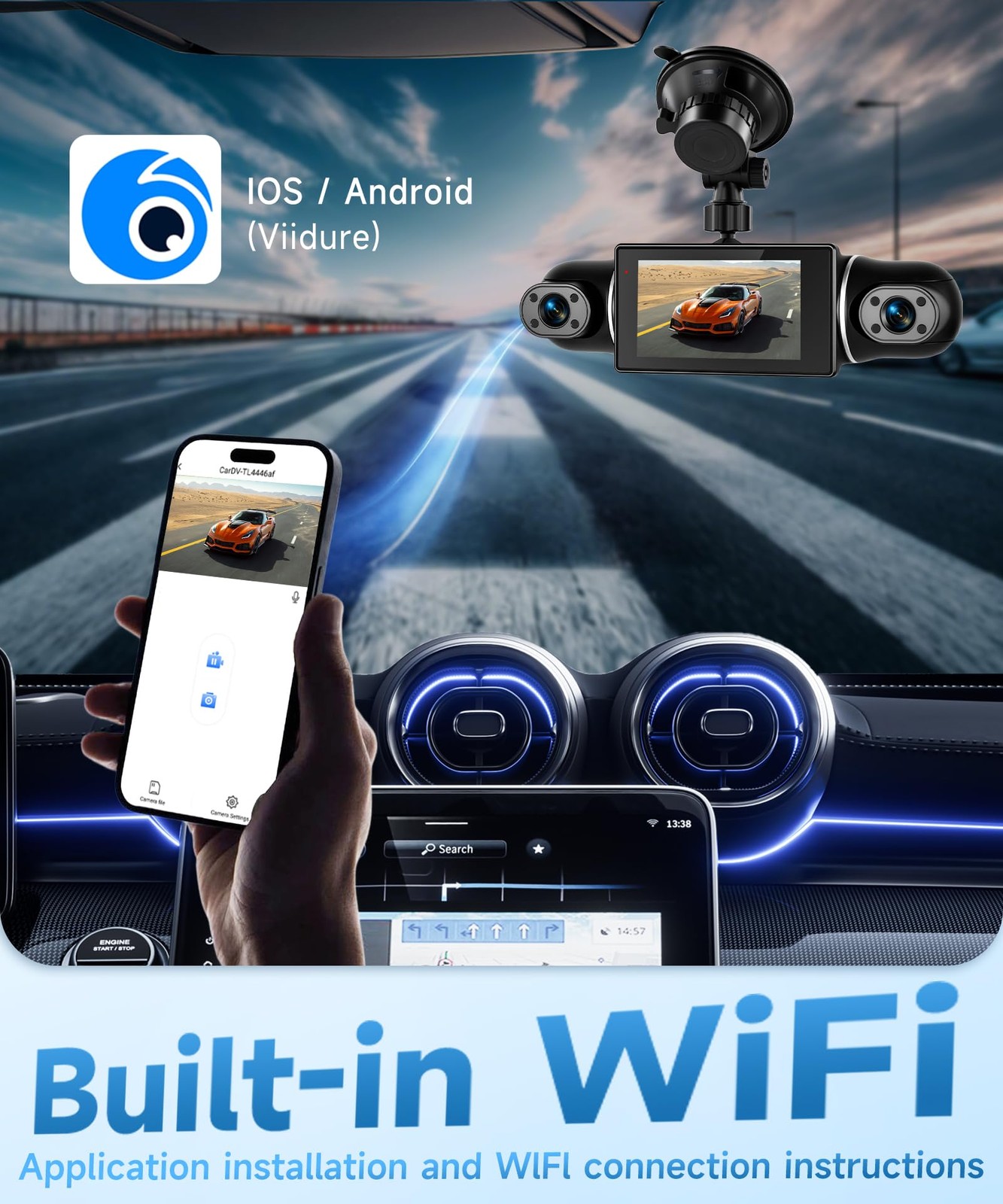 KYYNT 360° 4 Channel Dash Cam 2K Front 1080P Rear/Left/Right, 5G WiFi App Con…