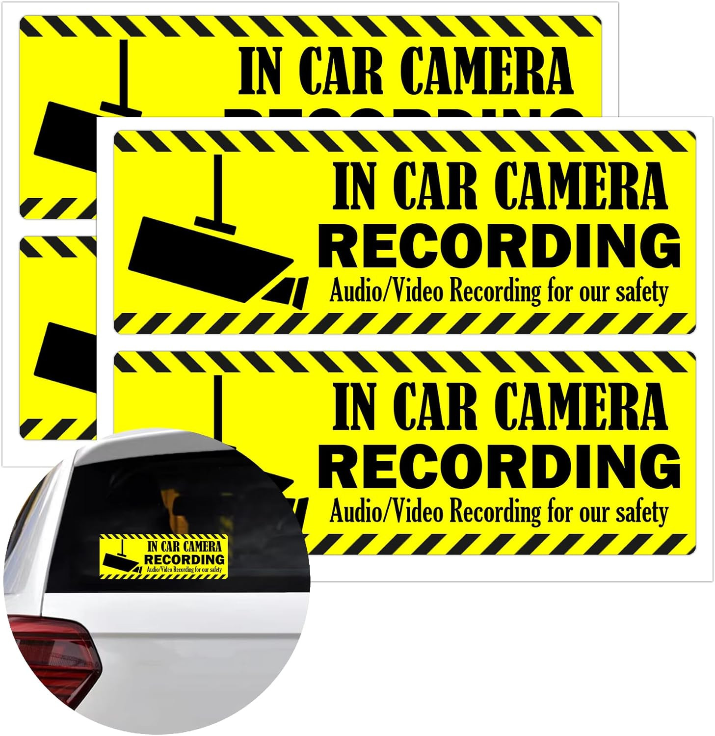 Camera Audio Video Recording Window Cars Stickers 2×6 Inch in Car Camera Recordi