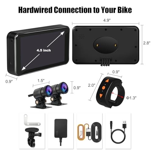 Motorcycle Dashboard Camera Recorder 4.5” LCD with Front & Rear View F4.5T