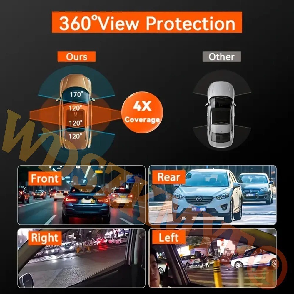 Car Dash Camera 4 Lens 1080P DVR 360° Recording 4 Channel USA Stock