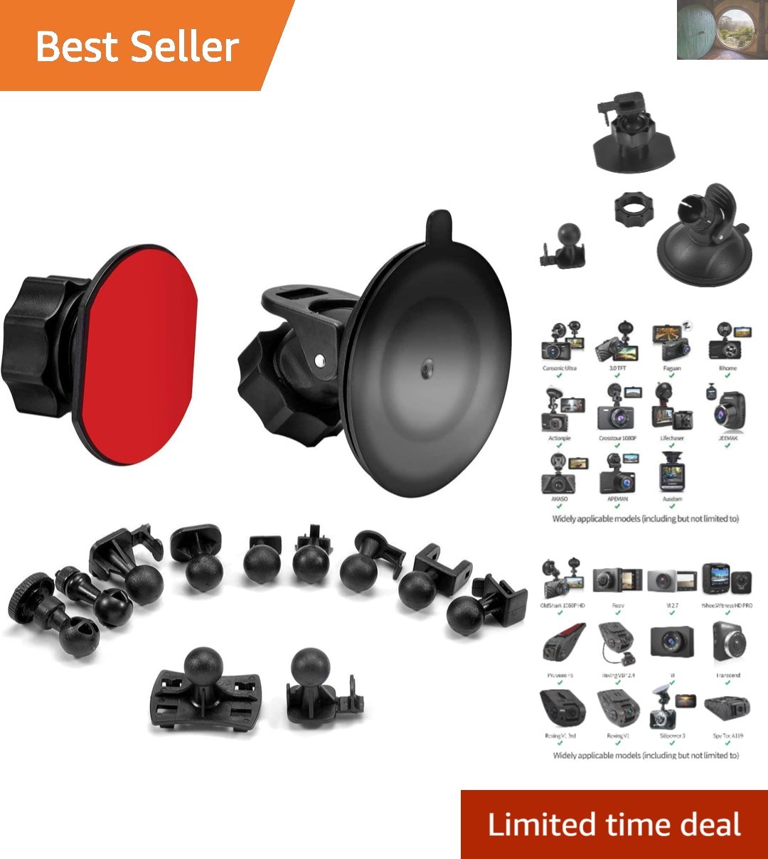Secure Windshield Dash Cam Mount – Easy Installation for Multiple Camera Models