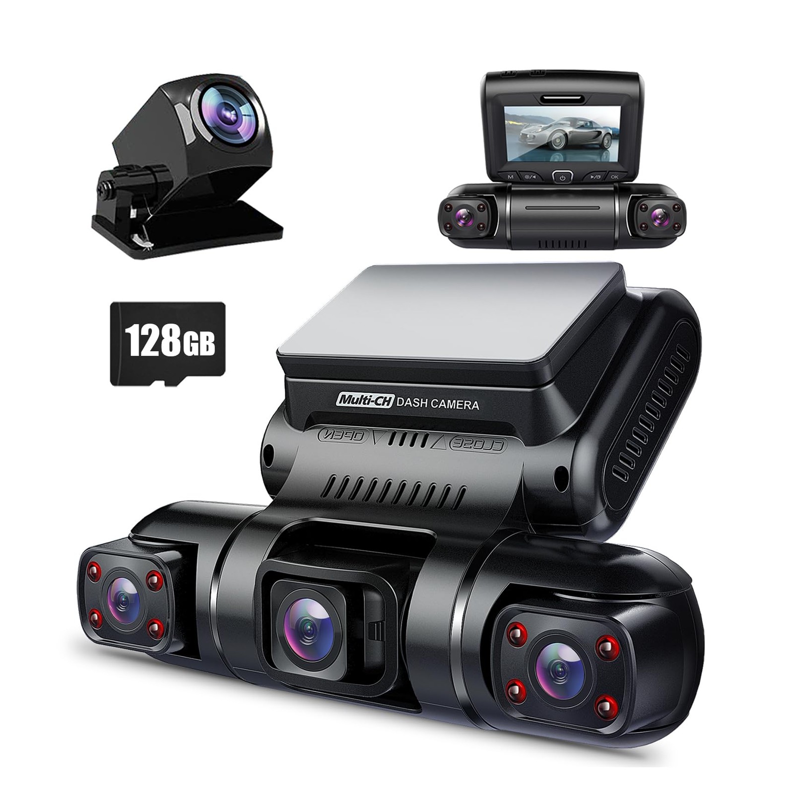 PRUVEEO 360 Degree View 4 Channel Dash Cam Front and Rear Inside Left Right, …