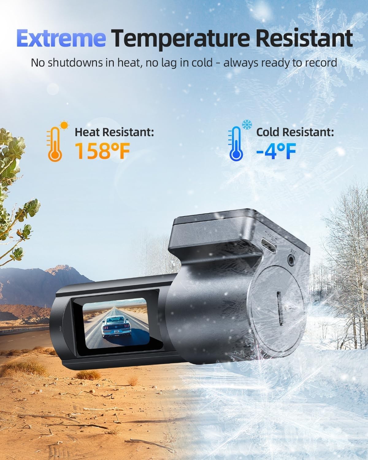 Capture Every Moment: 4K Front & 1080P Rear Dash Cam with GPS & Loop Recording